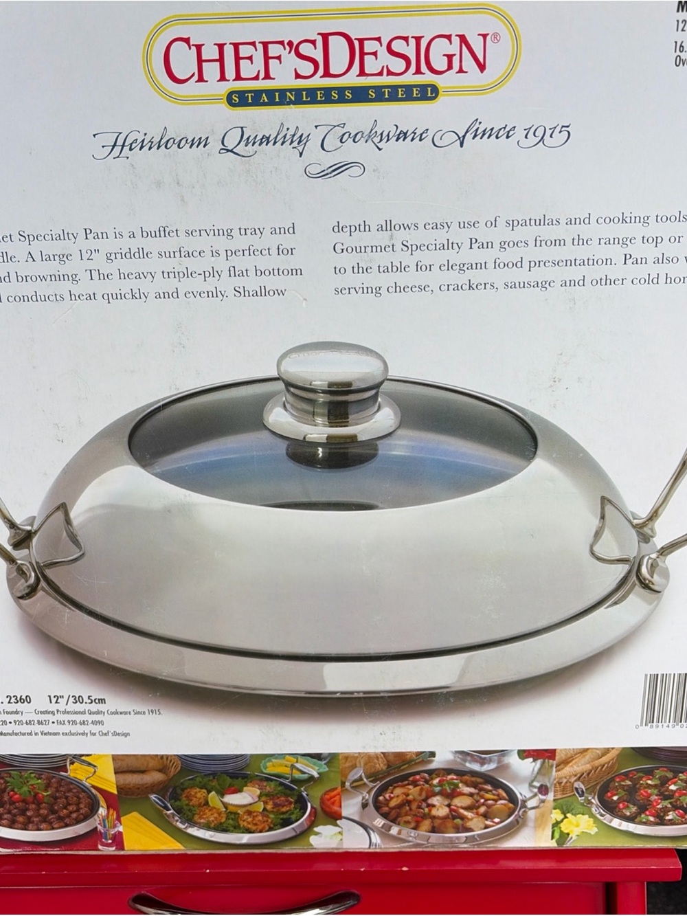 Chef‘s design Stainless Steel Serving Pan with Lid - Silver brand new inbox!